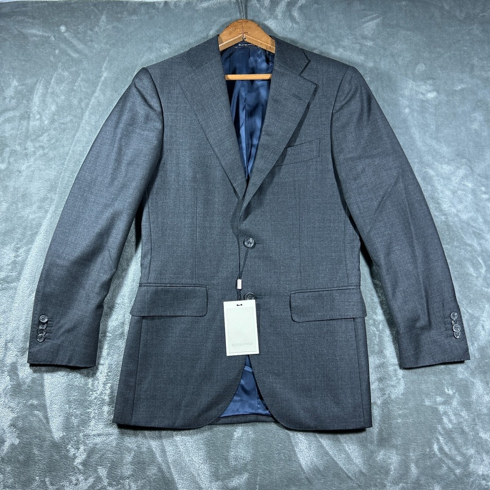 SUITSUPPLY Jacket Mens US 34R Gray Lazio VBC Wool‎ Young Mens Italy NEW Wedding